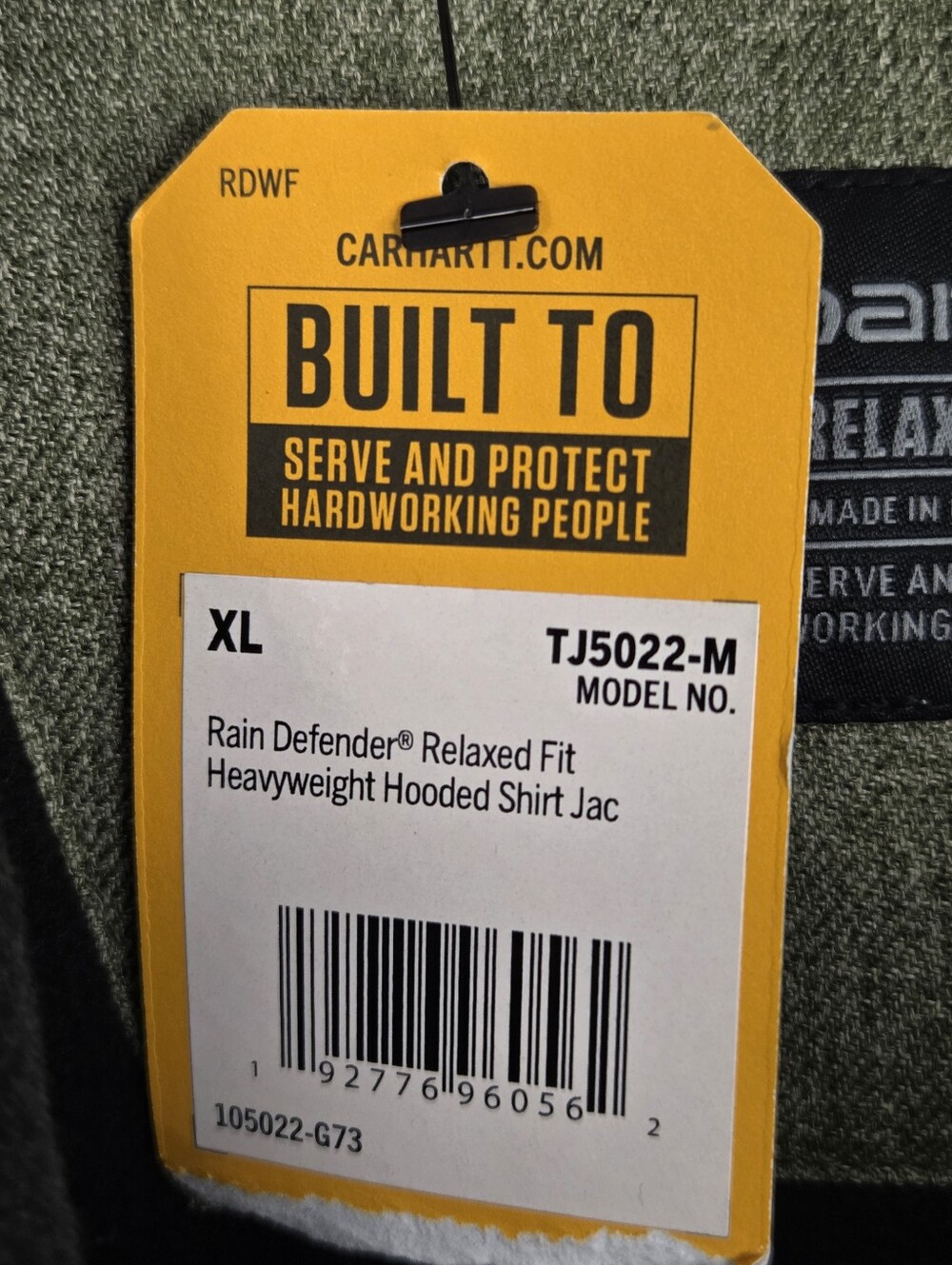 Carhartt Rain Defender Men's Hoodie Green Snap Front Fleece Lined Jacket XL - Picture 13 of 13